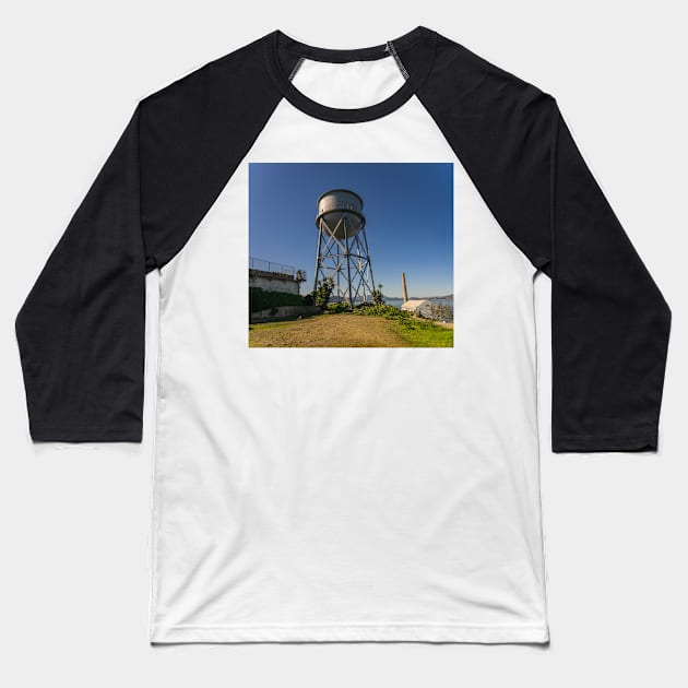 Alcatraz  Water Tower Baseball T-Shirt by KensLensDesigns